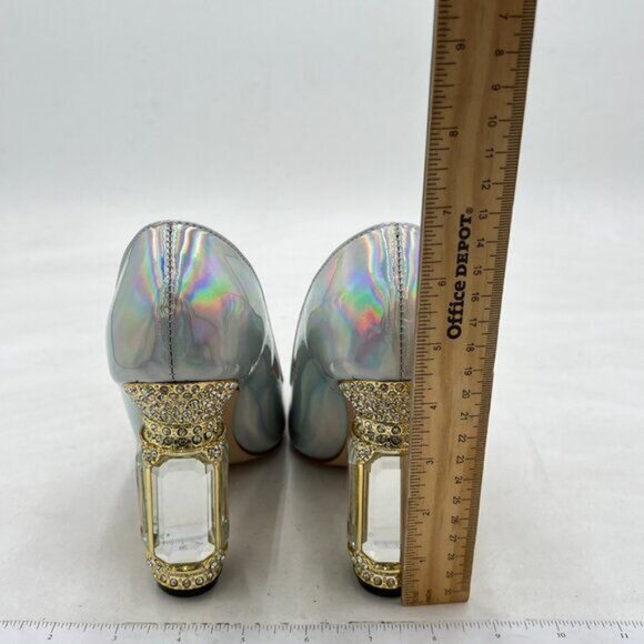 FSJ Silver Laser Bridal Pointed Toe High Heel Crystal Pumps Slip on Wedding Shoe - Picture 5 of 8